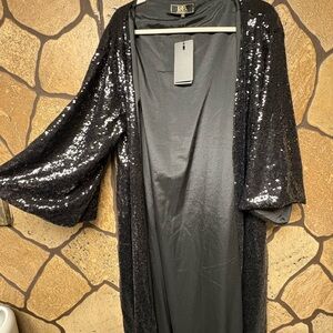 L&B Shimmering Black Sequin Kimono